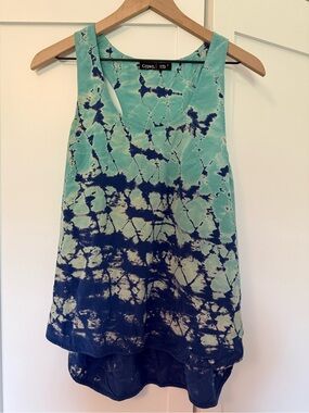 GYPSY 05 SILK RACERBACK SLEEVELESS TANK TOP DHAVAL NAVY size small